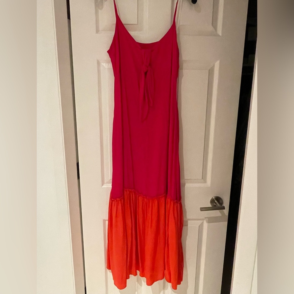 Elan orange and fushia long beachwear maxi dress. Size L